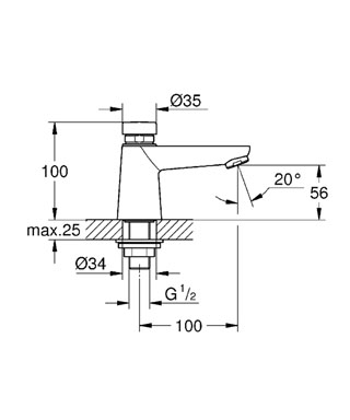 Grohe Euroeco Cosmopolitan S önelzáró állószelep 36265 000 (36265000)