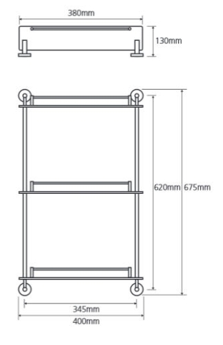 Sapho OMEGA ECONOMY Tripla üvegpolc 36,5x62 cm, króm (104202132) XR608