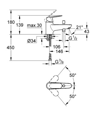 Grohe Eurosmart Cosmopolitan Monotrou egykaros kádtöltő csaptelep 32836 000 (32836000)