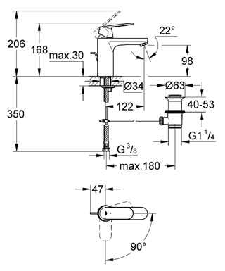 Grohe Eurosmart Cosmopolitan egykaros mosdó csaptelep 23396 00E (2339600E)