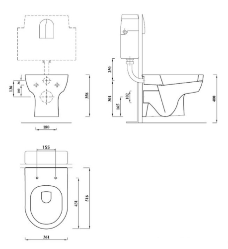 Aqualine MODIS fali WC 51 x 35,6 cm (MD001)