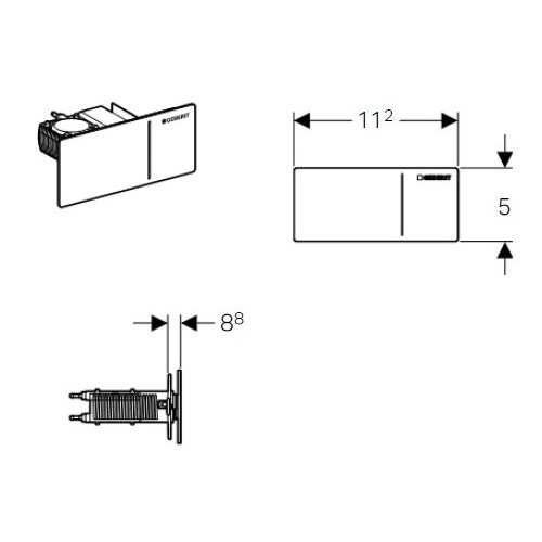 Geberit Sigma70 fekete nyomólap kétmennyiséges öblítés távvezérlő Sigma 8 cm 115.635.SJ.1