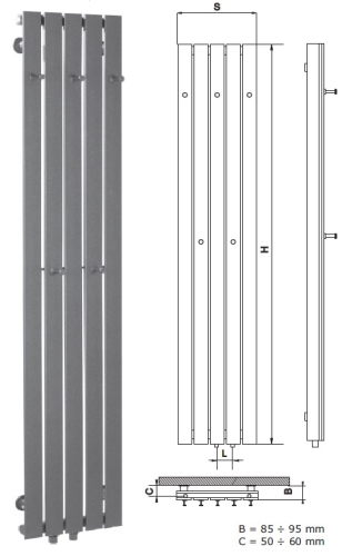 Radeco CALLE 1 design fűrdőszobai radiátor (690 W, króm, 1650x340 mm)