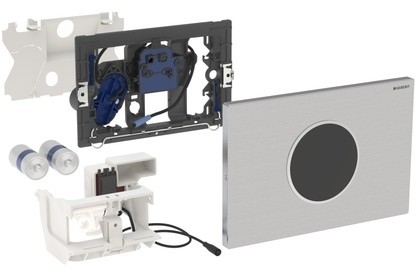 Geberit érintésmentes WC-öblítő vezérlés, elemes, Sigma10 design szálcsiszolt / fényes króm / szálcsiszolt rozsdamentes acél 115.909.SN.1