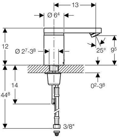 Geberit 185 típusú automata mosdócsaptelep keverővel, hálózati 116.156.21.1