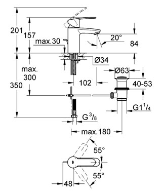 Grohe Eurostyle Cosmopolitan egykaros mosdócsaptelep GROHE EcoJoy  3355220E (3355220E)