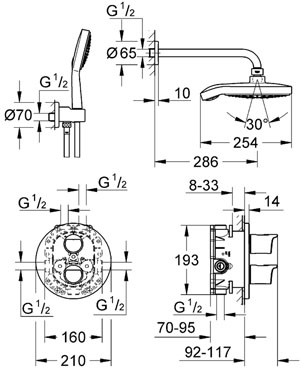 Grohe Grohtherm 2000 falba épített komplett szett 34283 001 (34283001)