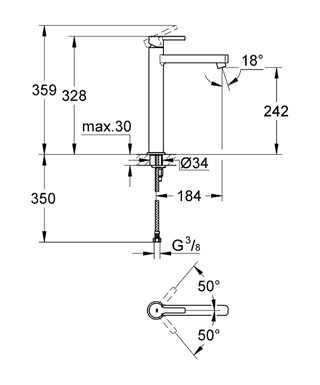 Grohe Lineare egykaros magasított mosdócsaptelep 1/2 