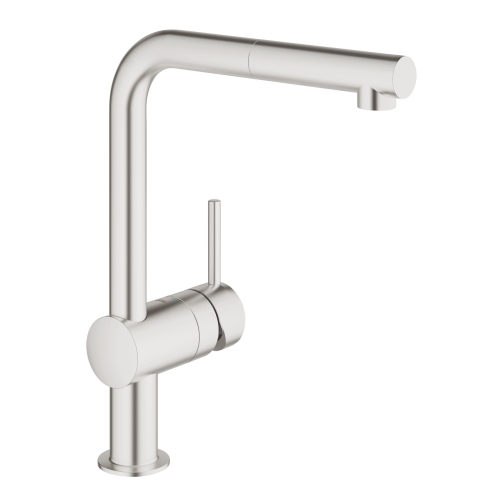 Grohe Minta egykaros mosogató csaptelep kihúzható gyöngyöztetővel, supersteel 32168DC0