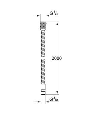 Grohe Relexa fém zuhanytömlő 2 méter kádperemre szerelendő zuhanygarnitúrákhoz 28158 000 (28158000)