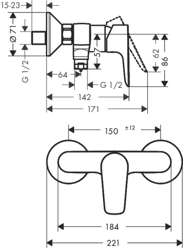 Hansgrohe Talis E falsíkon kívüli zuhanycsaptelep 71760 000 (71760000)