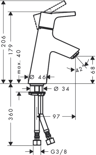 Hansgrohe Talis S 80 egykaros mosdócsaptelep Lowflow 3,5 l/perc lefolyógarnitúra nélkül 72018 000 (72018000)