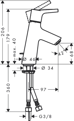 Hansgrohe Talis S 80 egykaros mosdócsaptelep, CoolStart, automata lefolyó-garnitúrával 72013 000 (72013000)