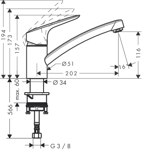 Hansgrohe Logis egykaros CoolStart Eco konyhai csaptelep 71837 000 (71837000)