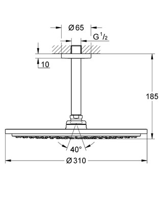 Grohe Rainshower Cosmopolitan 310 fejzuhany 142 mm mennyezeti zuhanykarral 9,5 l/perc 26067 000 (26067000)