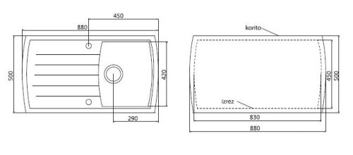 Gorenje KVE KM2 Siligor gránit mosogató, fekete-szemcsés (55001123)