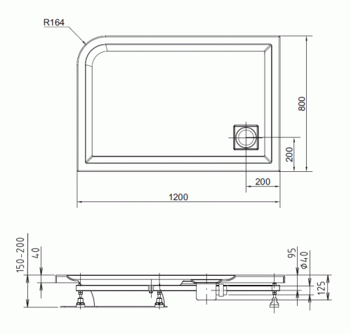 POLYSAN Luneta jobb 120x80x4 cm zuhanytálca (59511)