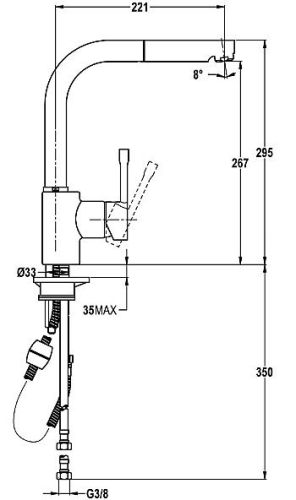 Teka Ares ARK 938 I (inox) kihúzható fejes mosogató csaptelep (rozsdamentes acél) 23.938.12.0I (23938120I)