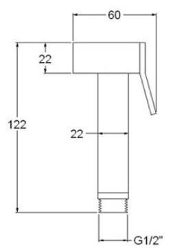 Sapho Bidet zuhanyfej, gégecső és tartó nélkül, króm (BS129)