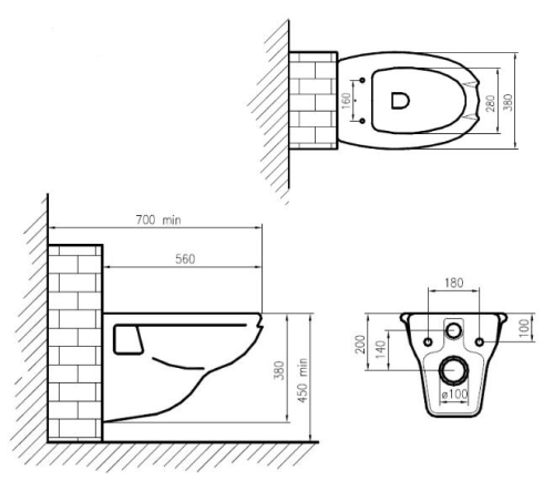 Idra fali WC mozgáskorlátozottak részére 10262