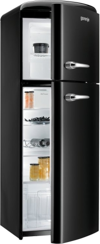 Gorenje szabadonálló felülfagyasztós hűtőszekrény, old timer, A++, fekete RF60309OBK