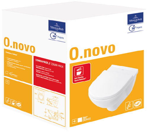 Villeroy & Boch O.novo mélyöblítésű fali WC lassan záródó WC-ülőkével, kombipack 5660 H1 01 (5660H101)
