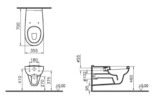 Vitra Conforma elöl zárt mozgáskorlátozott fali WC MOKO-581100