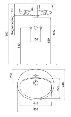 Alföldi Saval 2.0 53x44 cm beépíthető mosdó 6006 33 01 (60063301)