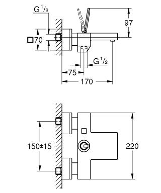 Grohe Eurocube Joy egykaros kádtöltő csaptelep 23666 000 (23666000)