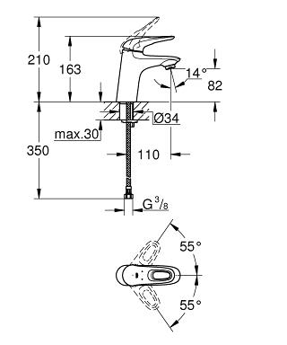 Grohe Eurostyle (2015) egykaros mosdó csaptelep leeresztő nélkül, S méret 32468003