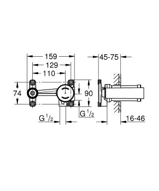 Grohe egykaros, 1/2  univerzális falba építhető test 23571000