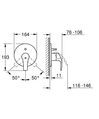 Grohe Eurosmart egykaros falba épített kádcsaptelep 19450002