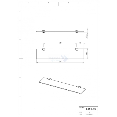 Novaservis Metalia 3 üvegpolc, szatén-króm 6340,9