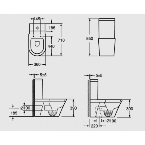 AREZZO design Indiana kombi wc alsós/hátsó kifolyású AR-102