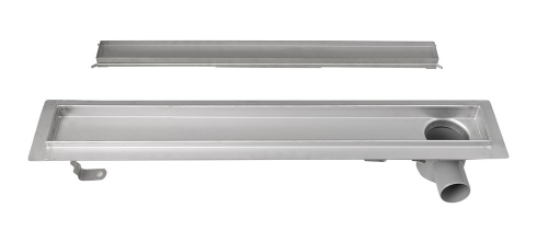 Aqualine Inox padlóösszefolyó burkolható rosttal, 76x14 cm, Inox (2710-80)