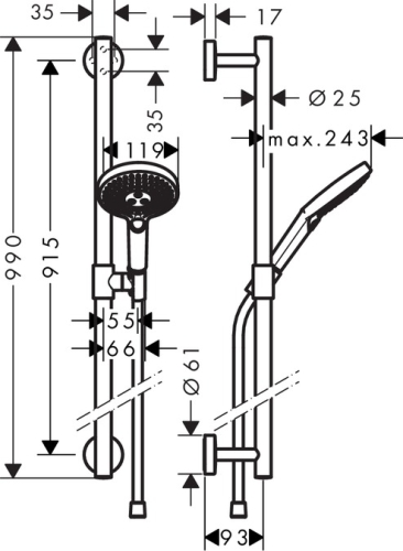 Hansgrohe Raindance Select S 120 / Unica Comfort zuhanyszett 0,90m króm 26322 000 (26322000)