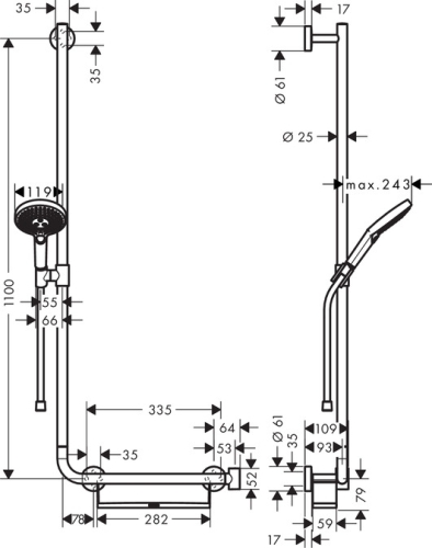 Hansgrohe Raindance Select S 120 EcoSmart 9 l/min / Unica Comfort zuhanyszett 1,10m króm 26325 000 (26325000)