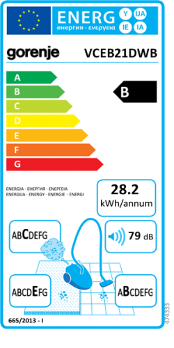 Gorenje porszívó 800/270 W, VCEB21DWB