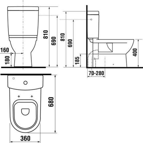 Jika Mio kombi-WC tartály vízbevezetés oldalt H8277120002411 (8.2771.2.000.241.1)