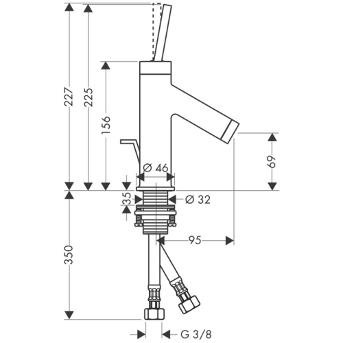 Hansgrohe AXOR Starck Egykaros mosdócsaptelep 70 automata lefolyó-garnitúrával kézmosókagylókhoz 10116000