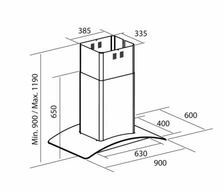 Cata ISLA C sziget páraelszívó 90 cm, inox, 02025200