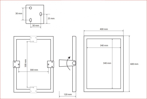 Sapho BEMETA HELP Billenthető tükör, 600x400mm, matt (301401032) XJ016