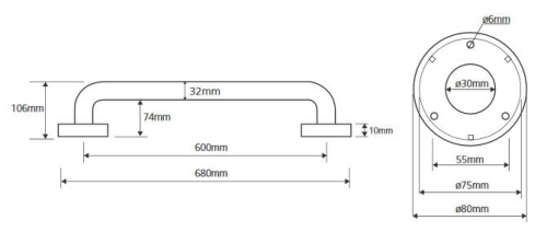 Bemeta HELP 60 cm-es rozsdamentes acél kapaszkodó, matt 301100602 (XH548)