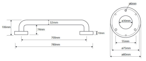 Bemeta HELP 70 cm-es rozsdamentes acél kapaszkodó, matt 301100702 (XH549)