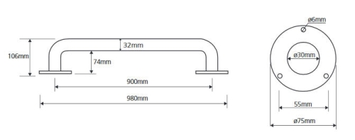 Bemeta HELP 90 cm-es acél kapaszkodó, fehér 301100904