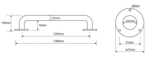 Bemeta HELP 120 cm-es acél kapaszkodó, fehér 301101204