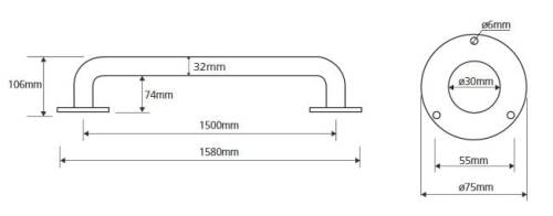 Bemeta HELP 150 cm-es acél kapaszkodó, fehér 301101504