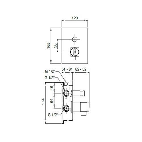 Bugnatese Tetris fal alatti váltós termosztátos zuhanycsaptelep, króm, 9178CR