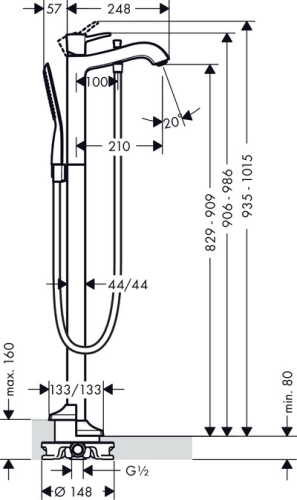 Hansgrohe Metropol Classic szabadonálló kádcsaptelep króm/arany hatású 31445 090 (31445090)