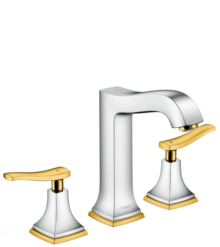 Hansgrohe Metropol Classic 160 3-lyukú mosdócsaptelep automata lefolyó-garnitúrával, króm/arany hatású 31331 090 (31331090)